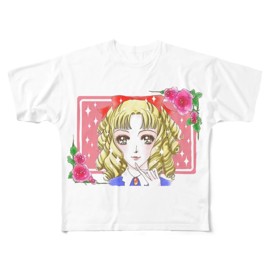 akiko_ootaniのキラキラ縦ロール フルグラフィックTシャツ