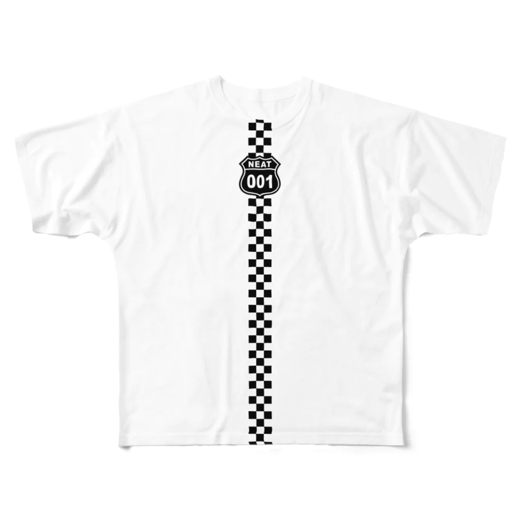 NEAT001のNEAT001センターチェッカー フルグラフィックTシャツ