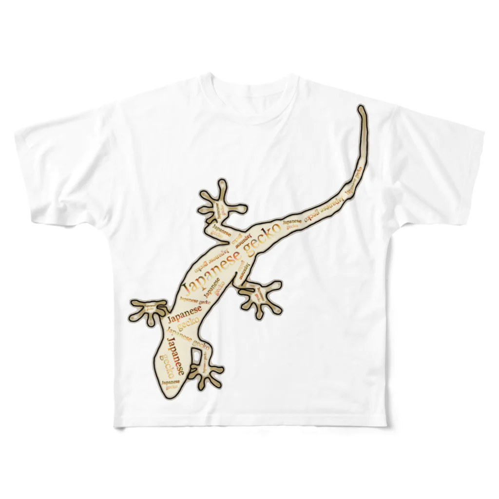 LalaHangeulのJapanese gecko(ニホンヤモリ)　英語デザイン フルグラフィックTシャツ