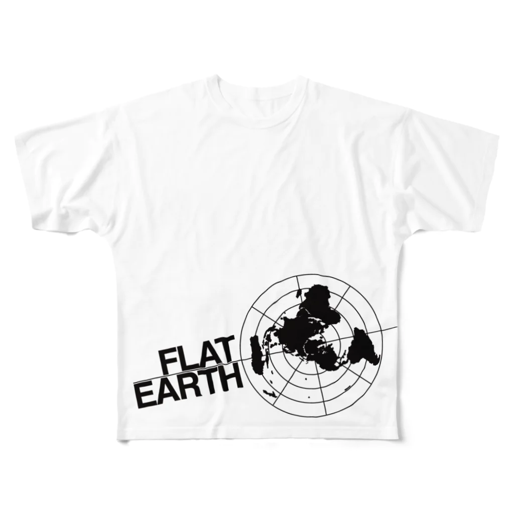 Mappila SHOPのフラットアースMAP全面 All-Over Print T-Shirt