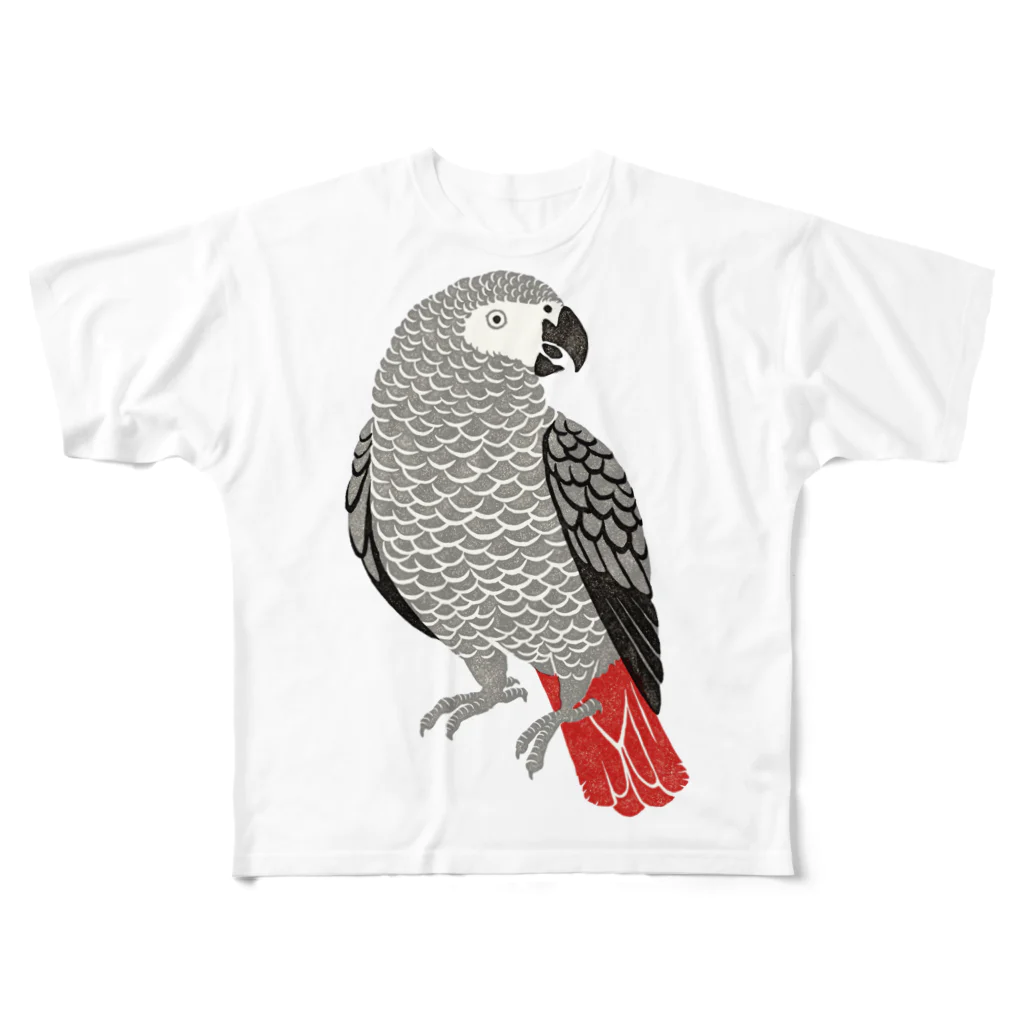 Tree Sparrowのヨウム フルグラフィックTシャツ