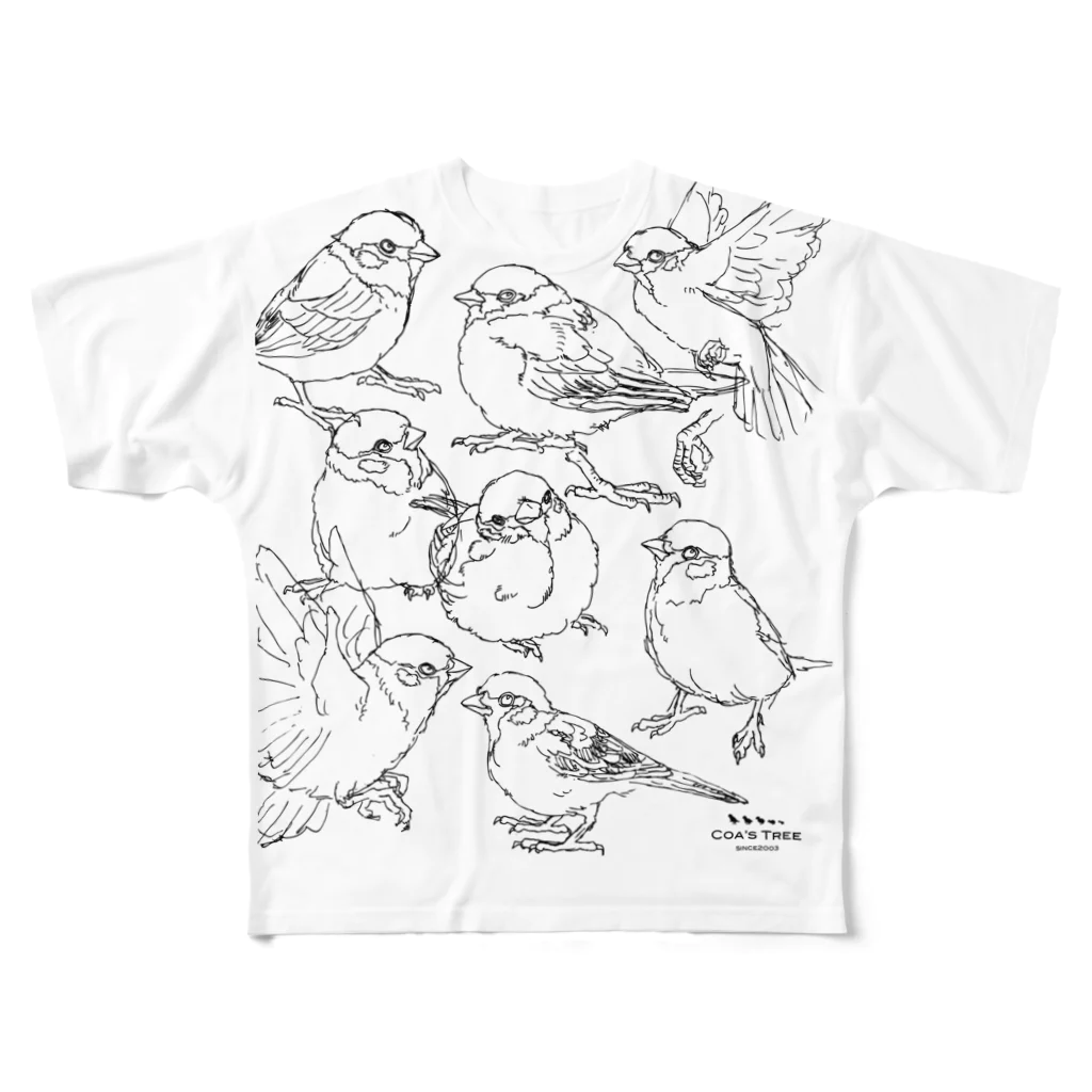 フロッグツリーのらくがきスズメ All-Over Print T-Shirt