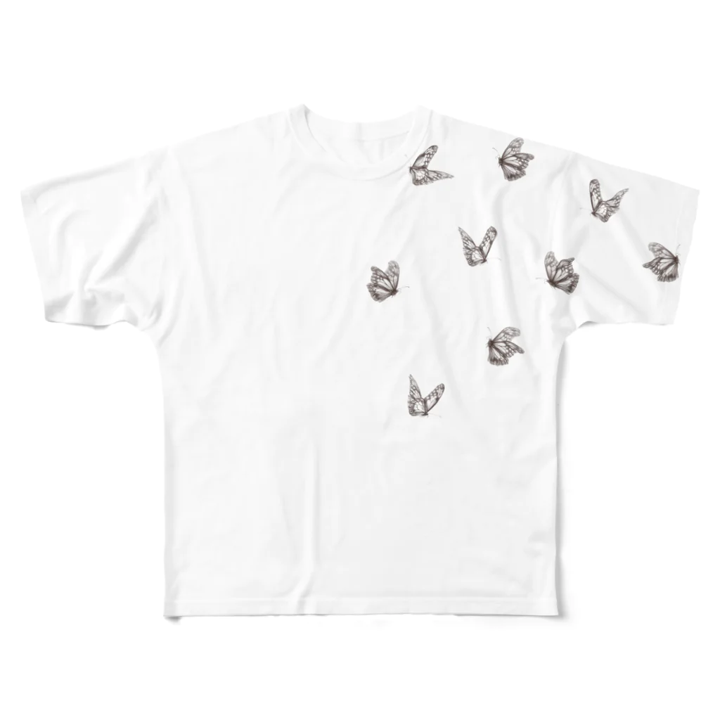 ailekaのbutterfly フルグラフィックTシャツ