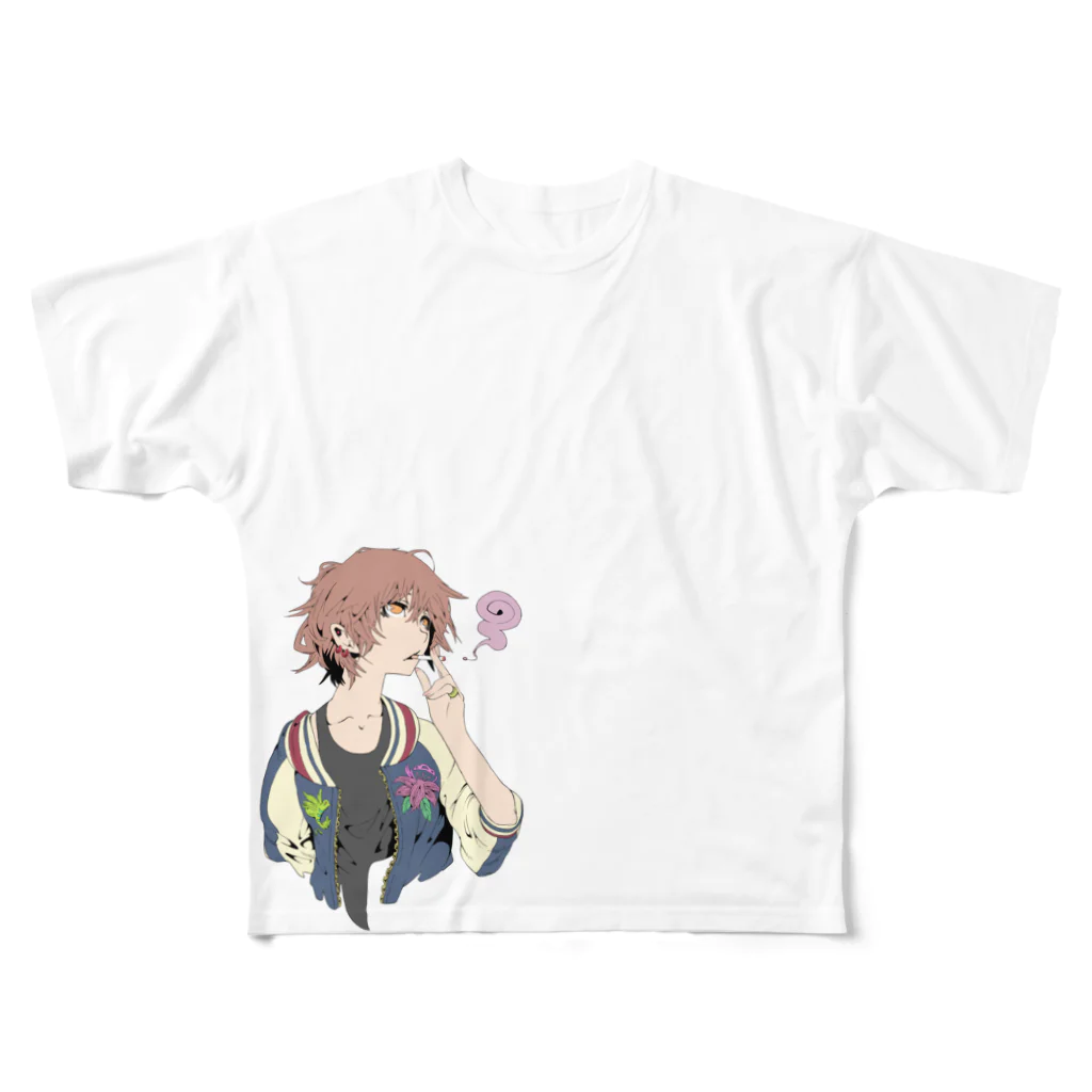 鉄坊独壇場のlazy morning フルグラフィックTシャツ