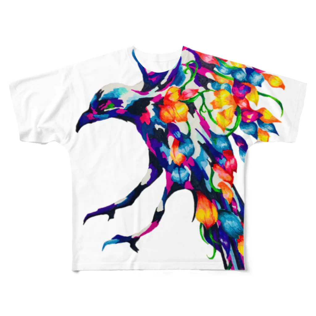 からすの巣の花を纏う All-Over Print T-Shirt