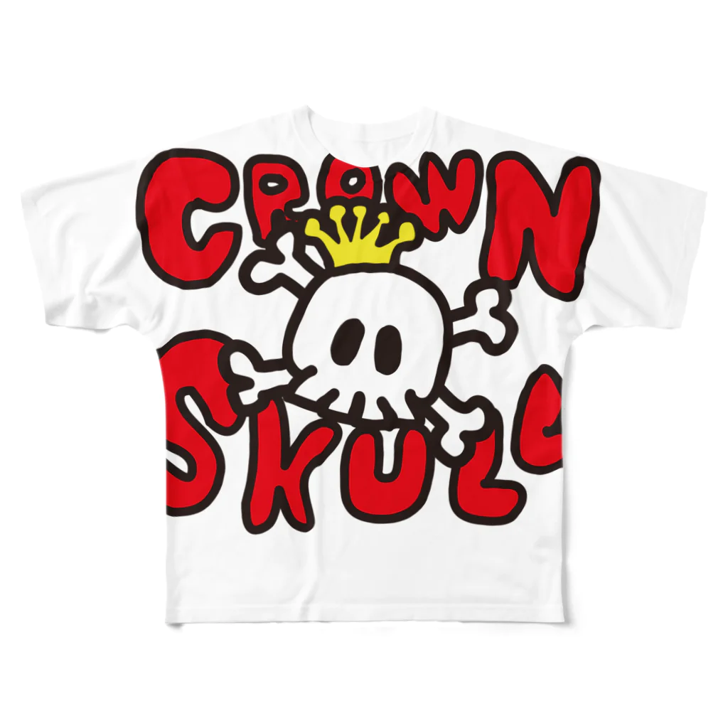 HSMT design@NO SK8iNGのCROWN SKULL フルグラフィックTシャツ