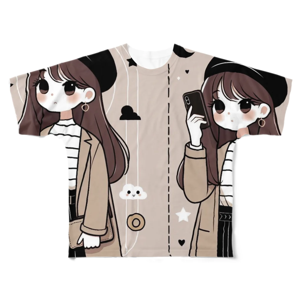 KoTTaのKoTTa-オシャレな女の子 フルグラフィックTシャツ