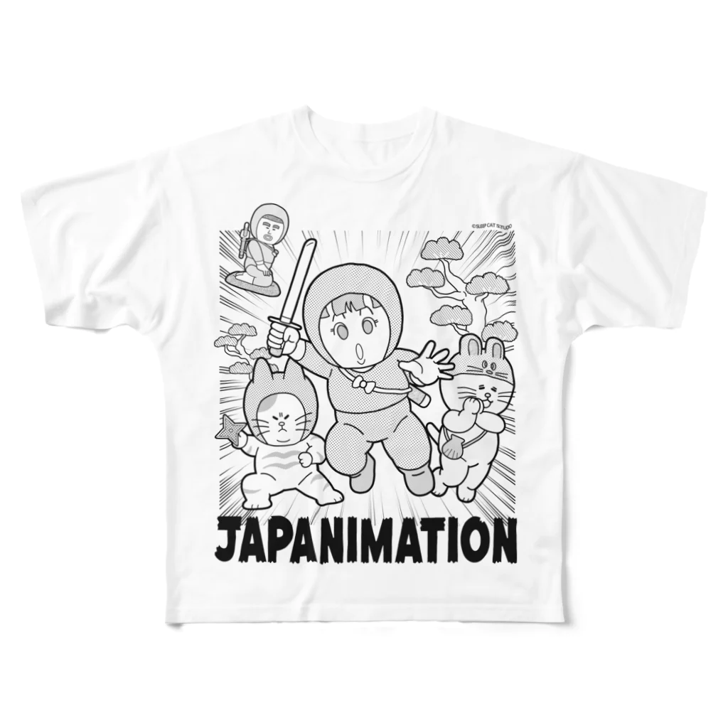 スリープキャットスタジオのじゃぱにめーしょんTシャツ（にんじゃガール漫画調） All-Over Print T-Shirt