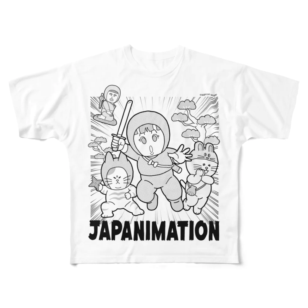 スリープキャットスタジオの【完全修正版】じゃぱにめーしょんTシャツ（にんじゃガール漫画調） All-Over Print T-Shirt