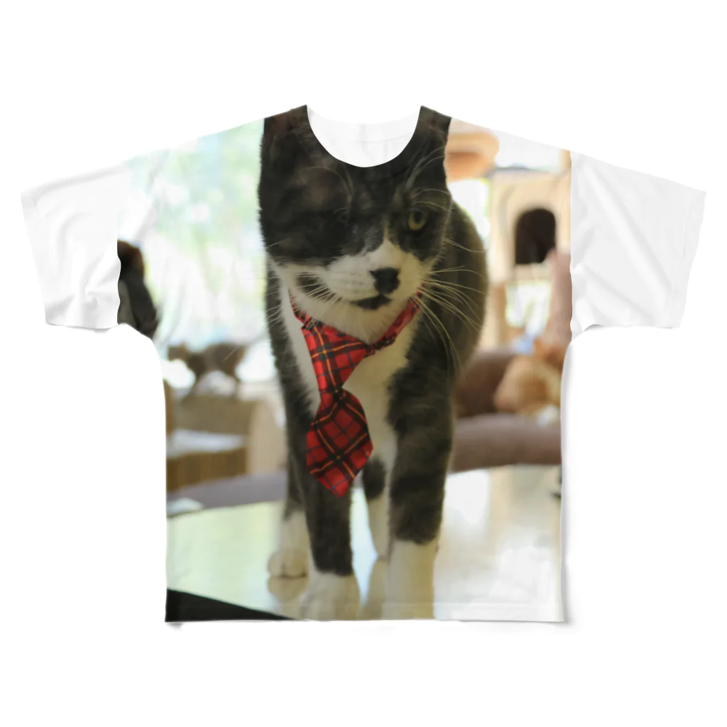 あんぢゅ家の猫のネクタイちょーこー フルグラフィックTシャツ