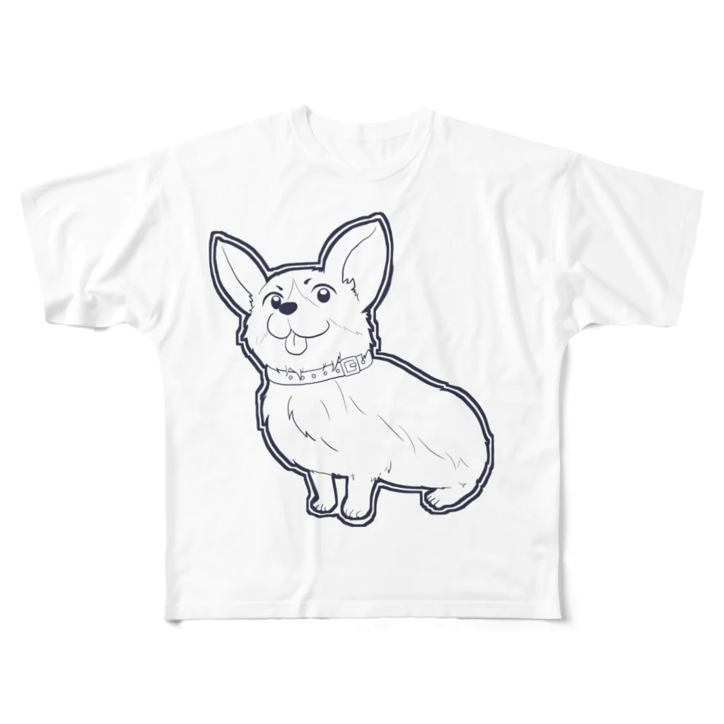 コーギーさん(◍•㉦•◍)๑ﾜﾝ!の可愛いベロ出しコーギー All-Over Print T-Shirt