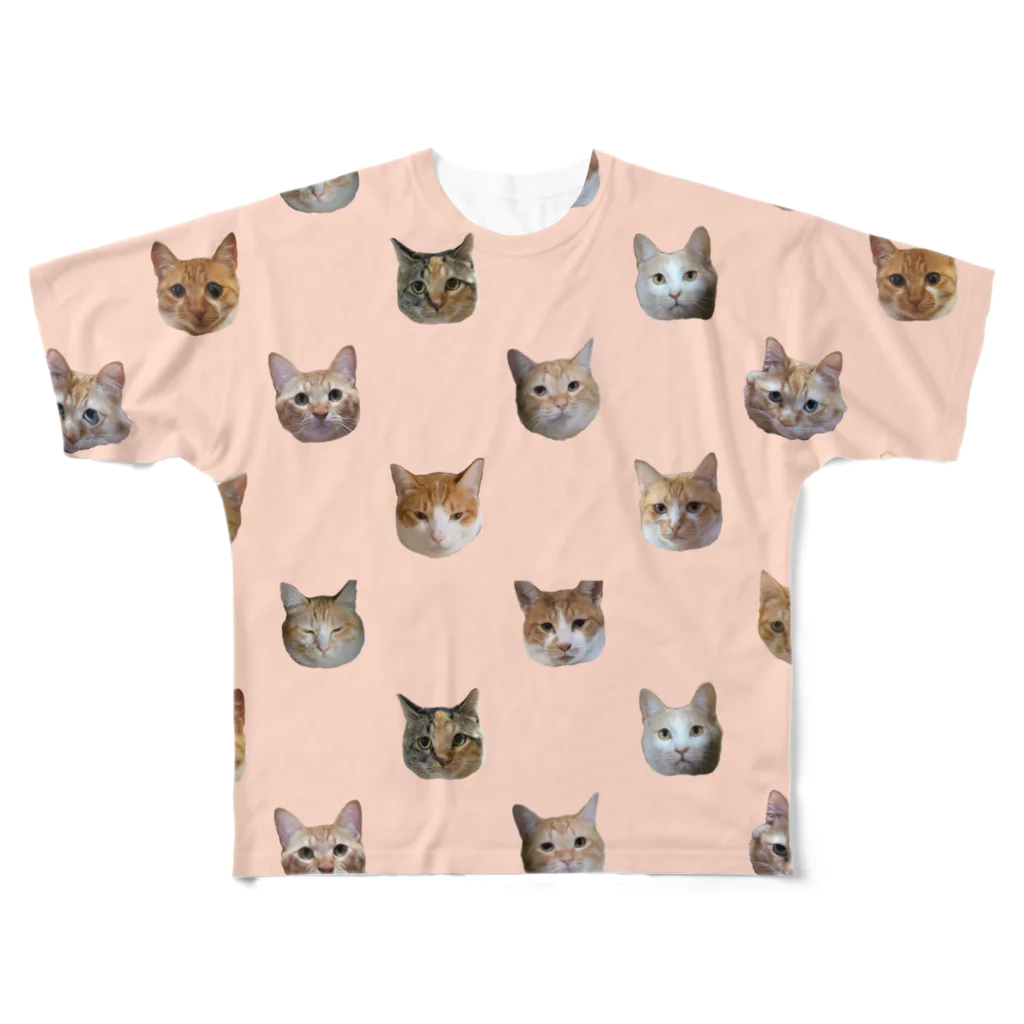 Twelve Catsのポルカドット？ペールオレンジ フルグラフィックTシャツ