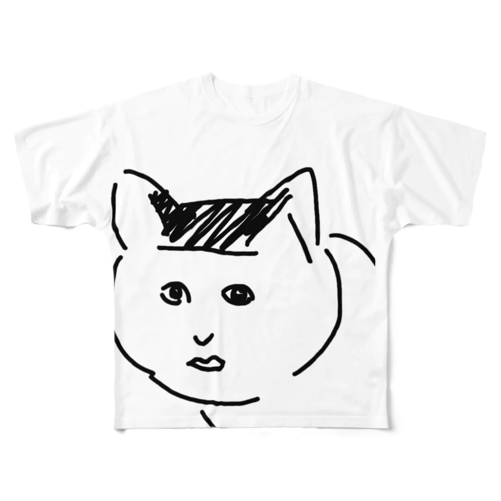 ふじのん屋のブサ猫のり夫 All-Over Print T-Shirt