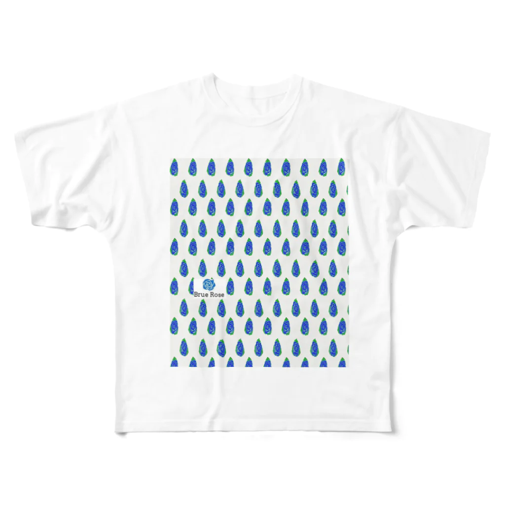 BRUE ROSE.のsimple blue フルグラフィックTシャツ