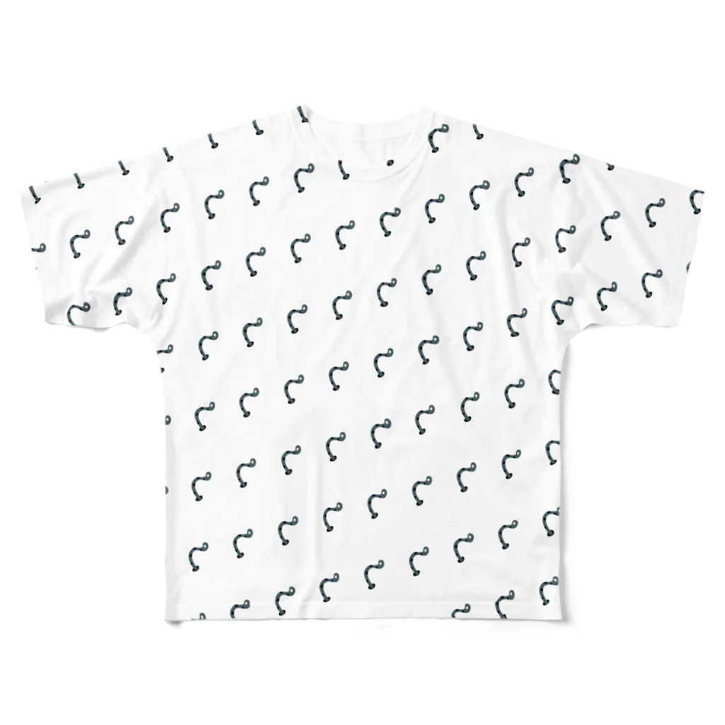 ニワのえび反りするチンアナゴ（ミニ） フルグラフィックTシャツ