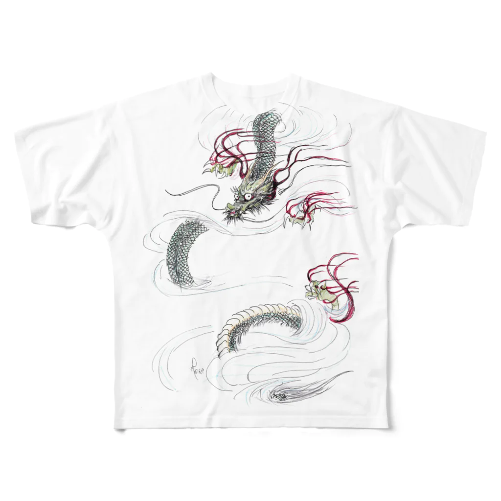 AnomaliA-Nachiの和風ドラゴン　Japanese Dragon フルグラフィックTシャツ