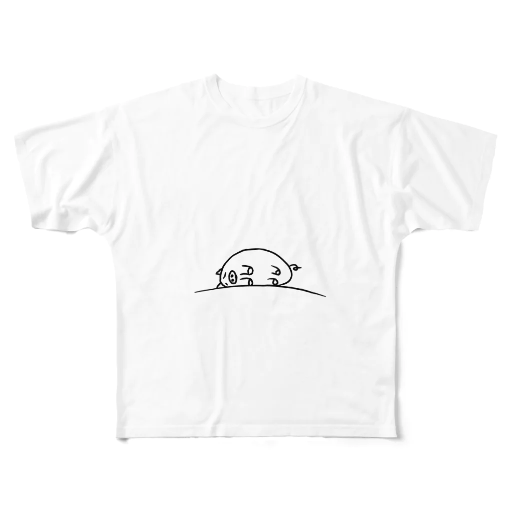 動物王国🎶の眠りブタ フルグラフィックTシャツ