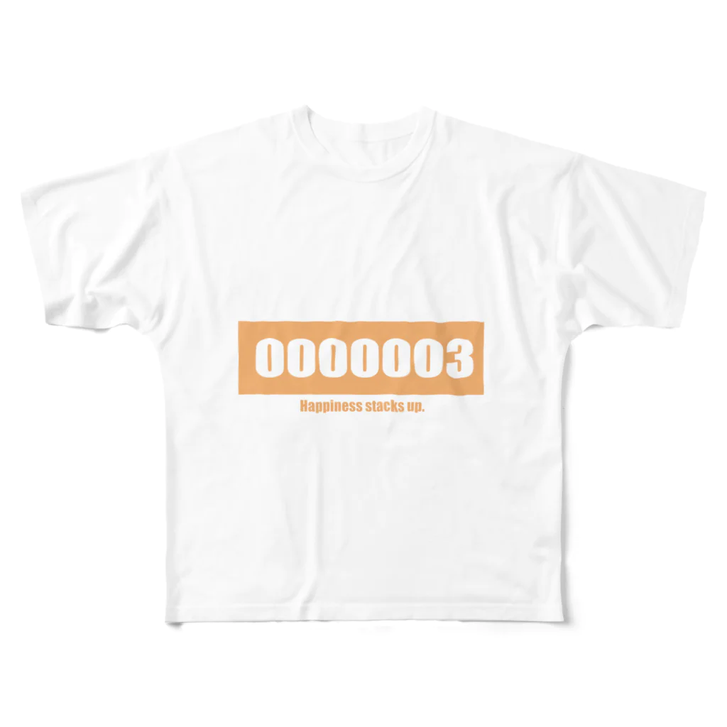 思いついた言葉集めましたのHappiness stacks up.003 フルグラフィックTシャツ