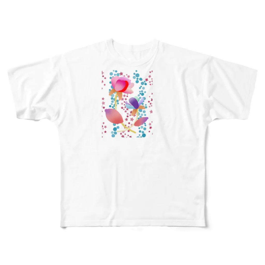 yaiの花に星🌟 フルグラフィックTシャツ