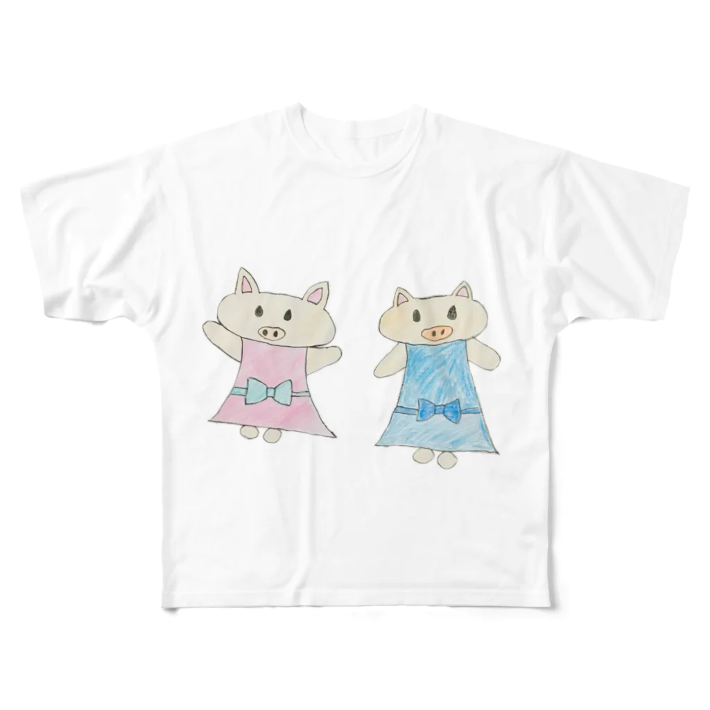 kokaayuのこぶたの姉妹 フルグラフィックTシャツ