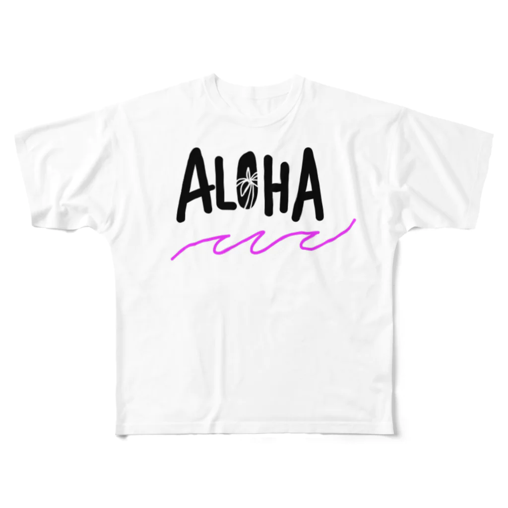 Luana＊ruu ルアーナ＊ルーの手書きALOHA波 All-Over Print T-Shirt