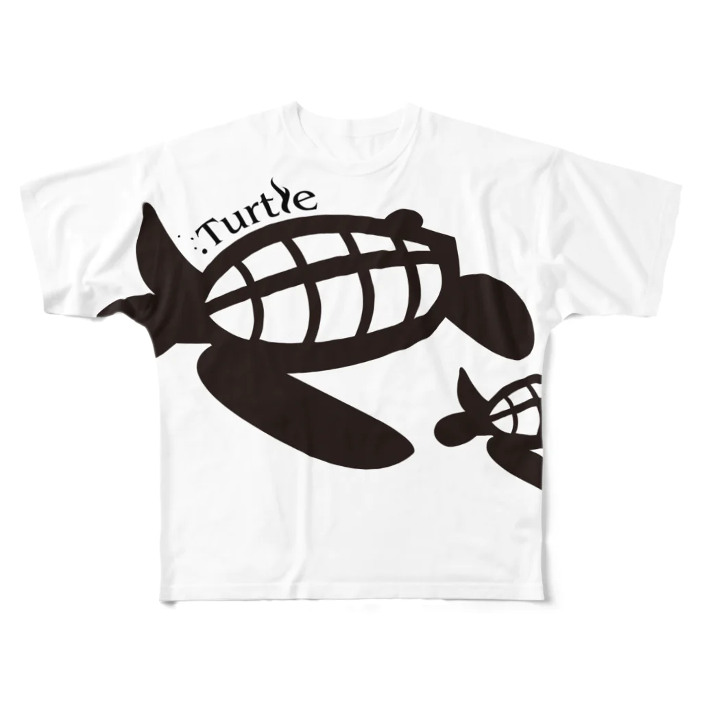 たかせ ゆづきのTurtle-Black フルグラフィックTシャツ