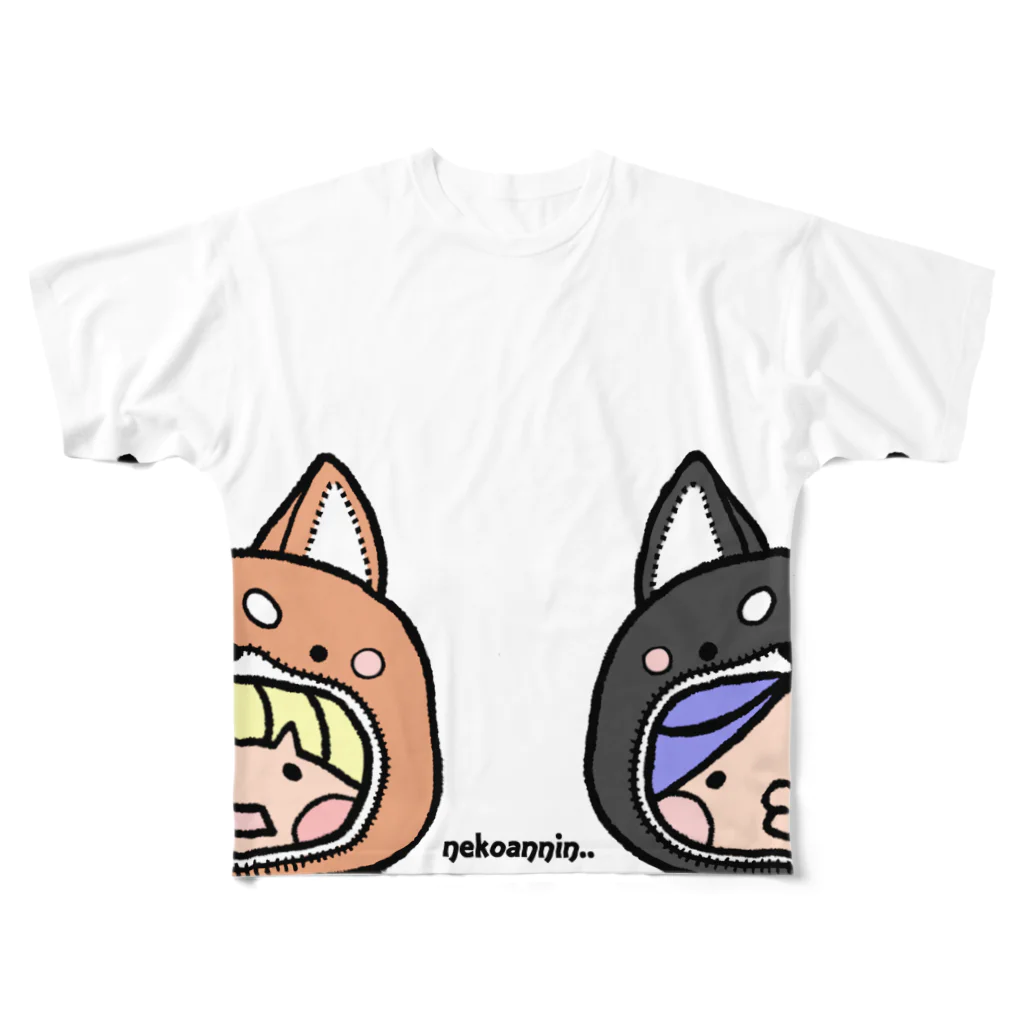 NEKOANNIN'S..SHOPのnekoannnin’ｓ shop All-Over Print T-Shirt