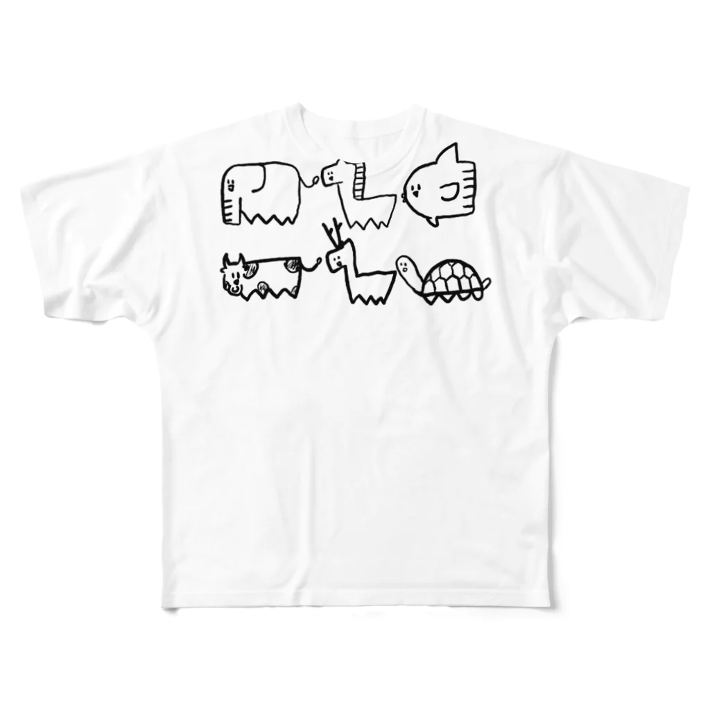 umamataの動物しりとりシリーズ フルグラフィックTシャツ