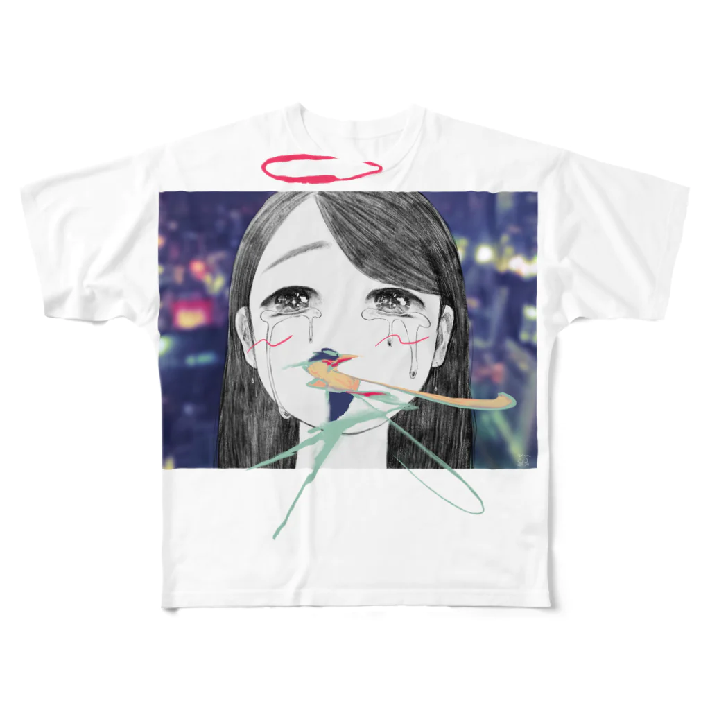 にくまん子のそれは天使も泣くわな～ All-Over Print T-Shirt