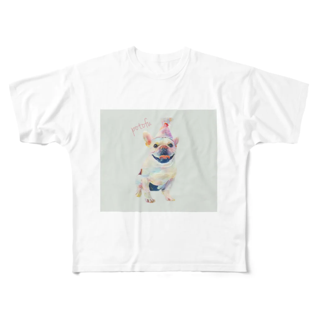 フレンチブルドッグのポトフ。のhappy  potofu All-Over Print T-Shirt