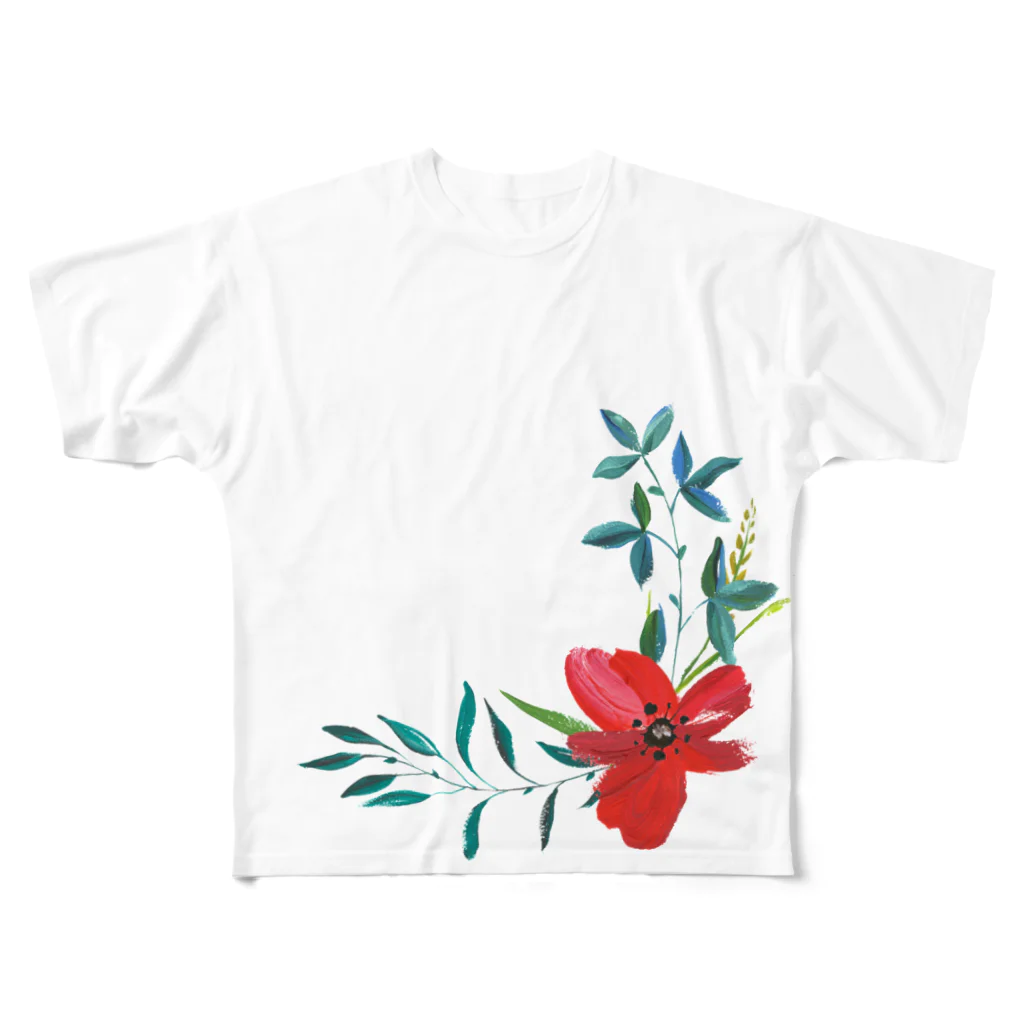 カリカリのお花Tシャツ All-Over Print T-Shirt