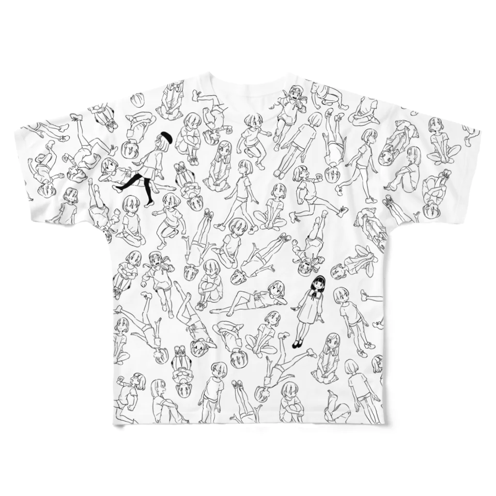 のびのびの女の子たくさん All-Over Print T-Shirt