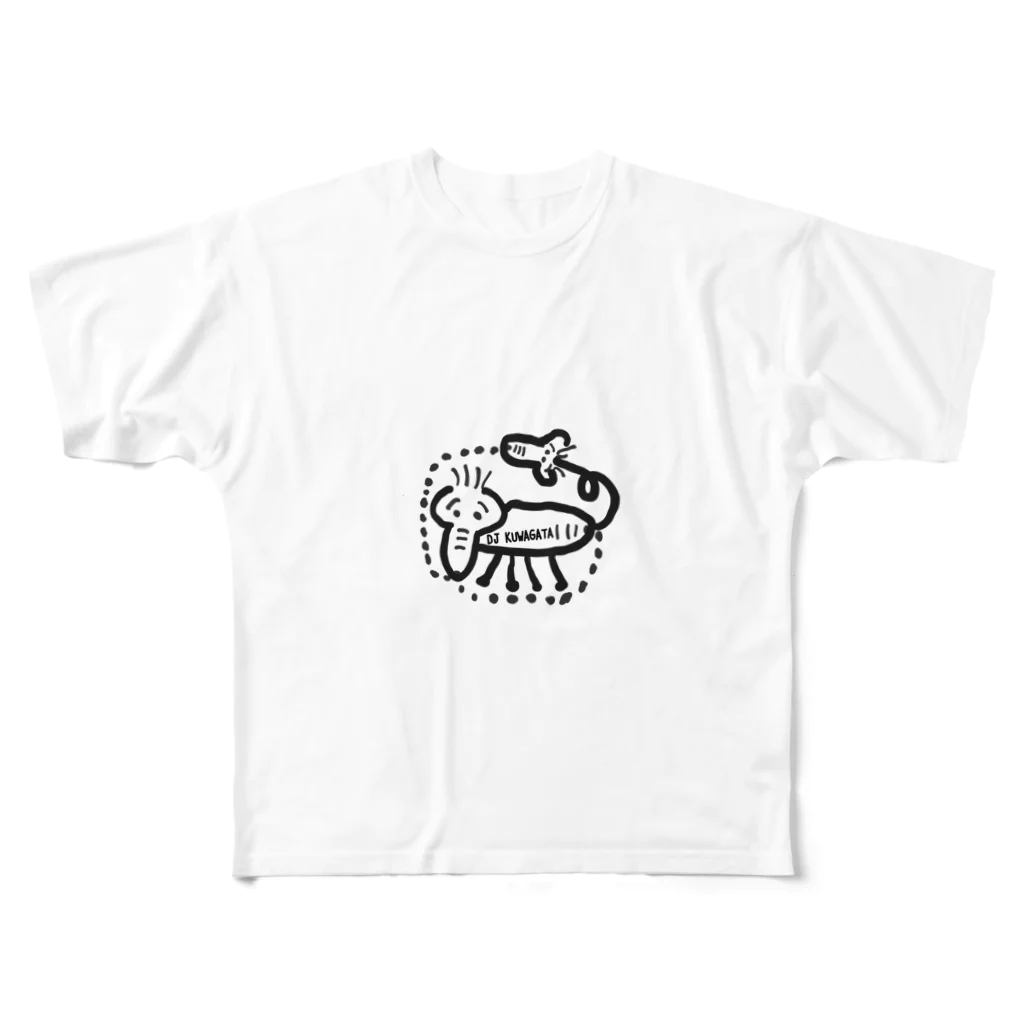 DJ KUWAGATA SHOPのDJ KUWAGATAのお●んぽいぬ フルグラフィックTシャツ