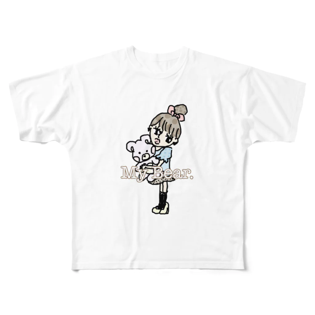 Ychanの女の子とクマさん🧸 All-Over Print T-Shirt