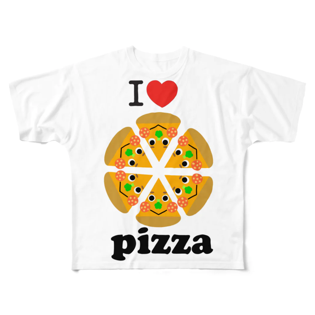miaのアイラブ☆ピザ フルグラフィックTシャツ