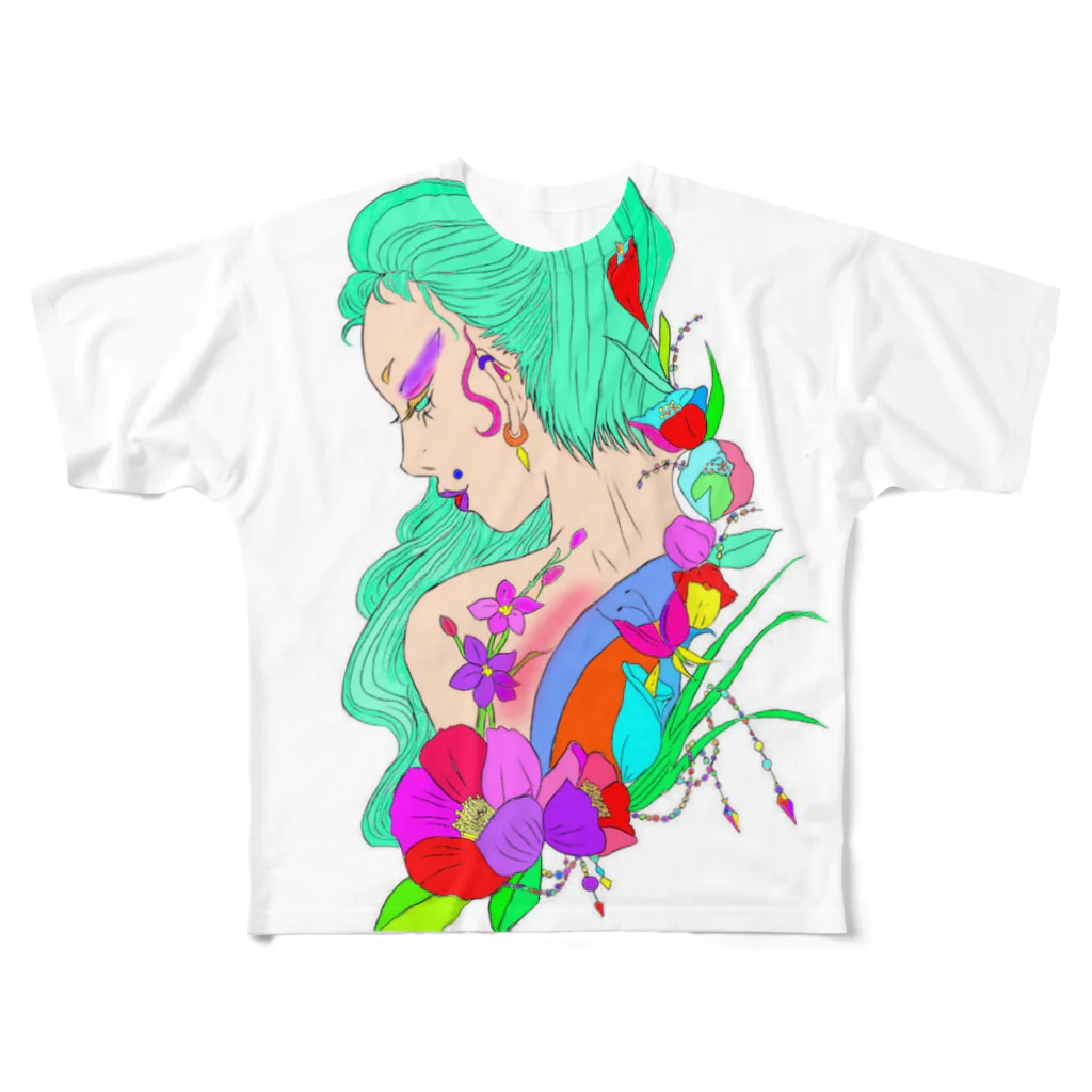 ゾンビバニーガールの妖艶な女性 All-Over Print T-Shirt