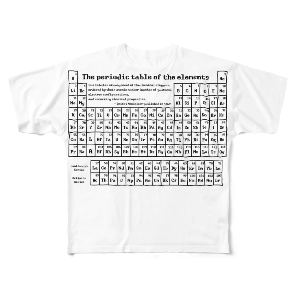 アタマスタイルの元素周期表(原子番号順)：化学：学問・科学 All-Over Print T-Shirt