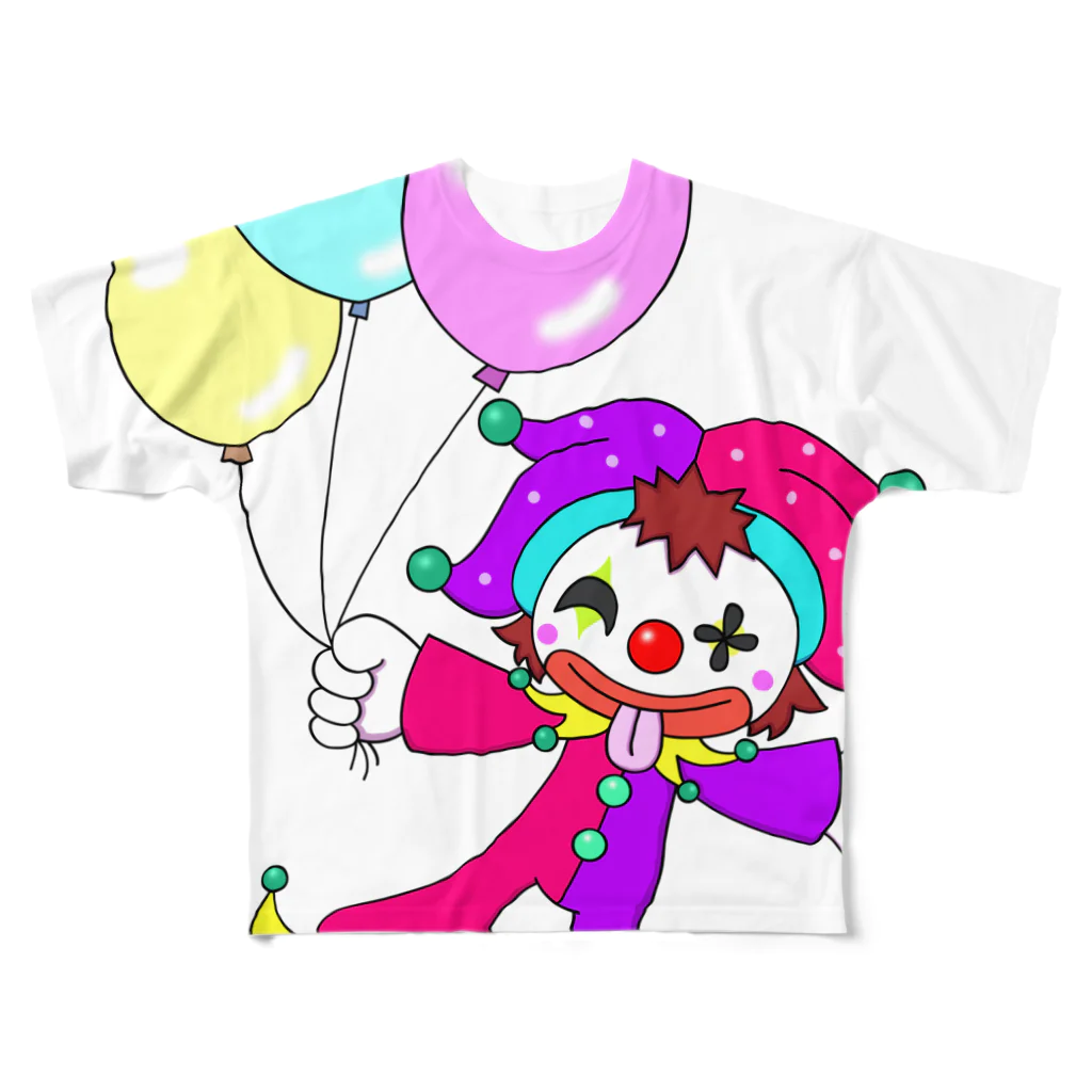 あおつるSUZURIショップの風船ふわふわペローネくん フルグラフィックTシャツ