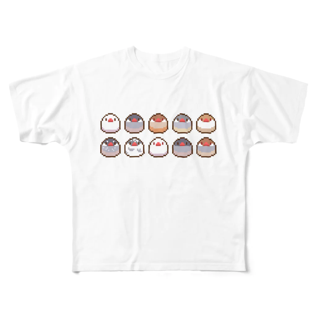 モエギのドット絵もち文鳥 All-Over Print T-Shirt