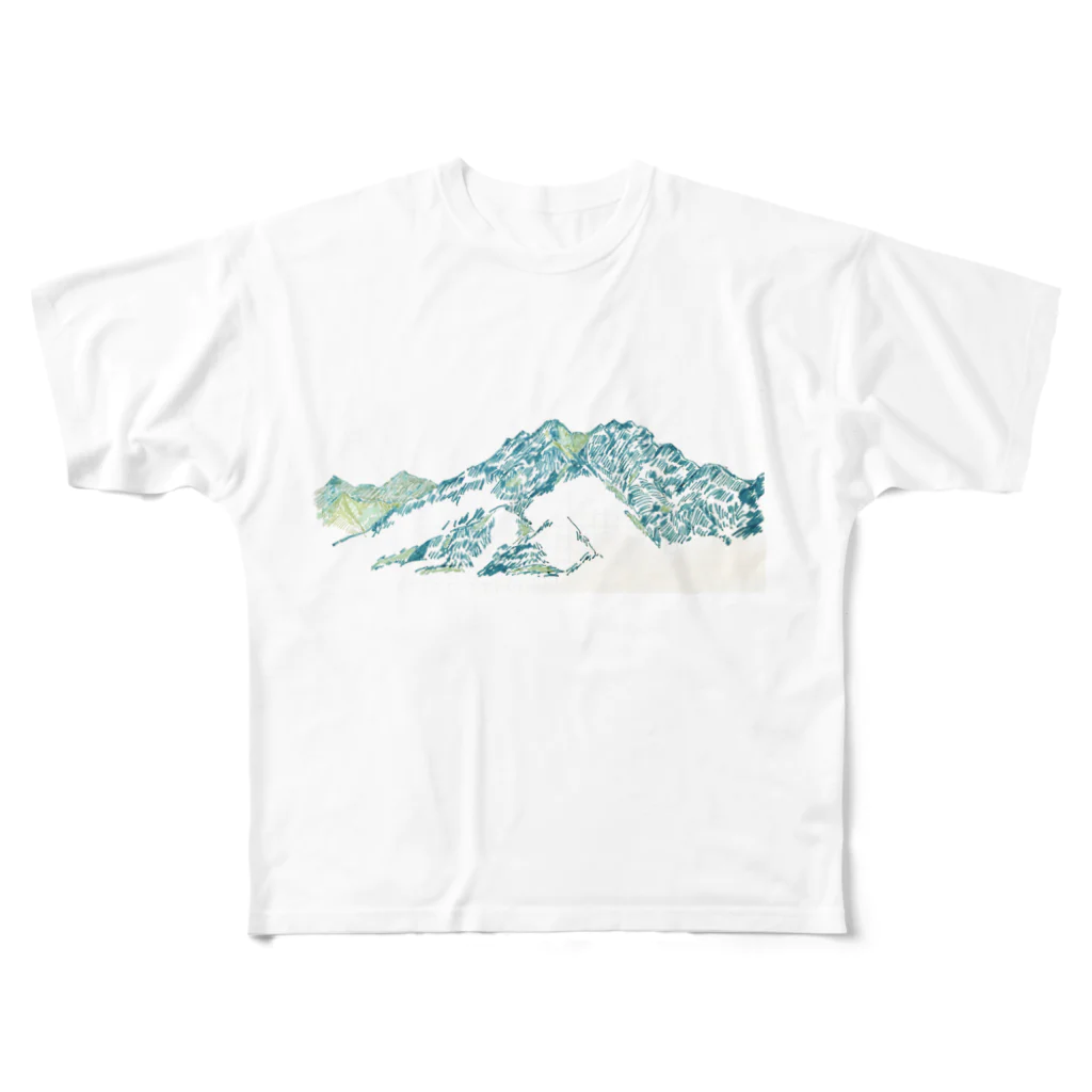 kkk8739の塗り残しのある山 フルグラフィックTシャツ
