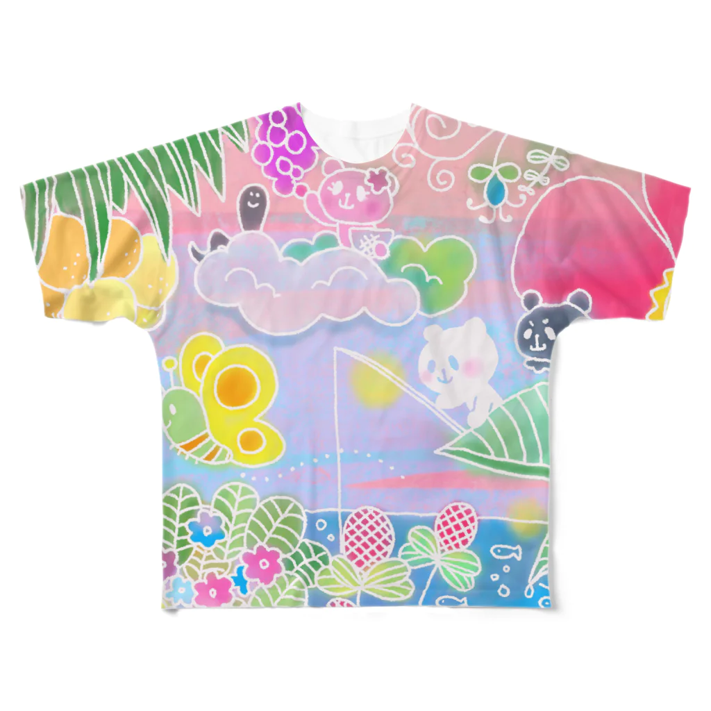 おやまくまオフィシャルWEBSHOP:SUZURI店の南国おやまくま All-Over Print T-Shirt