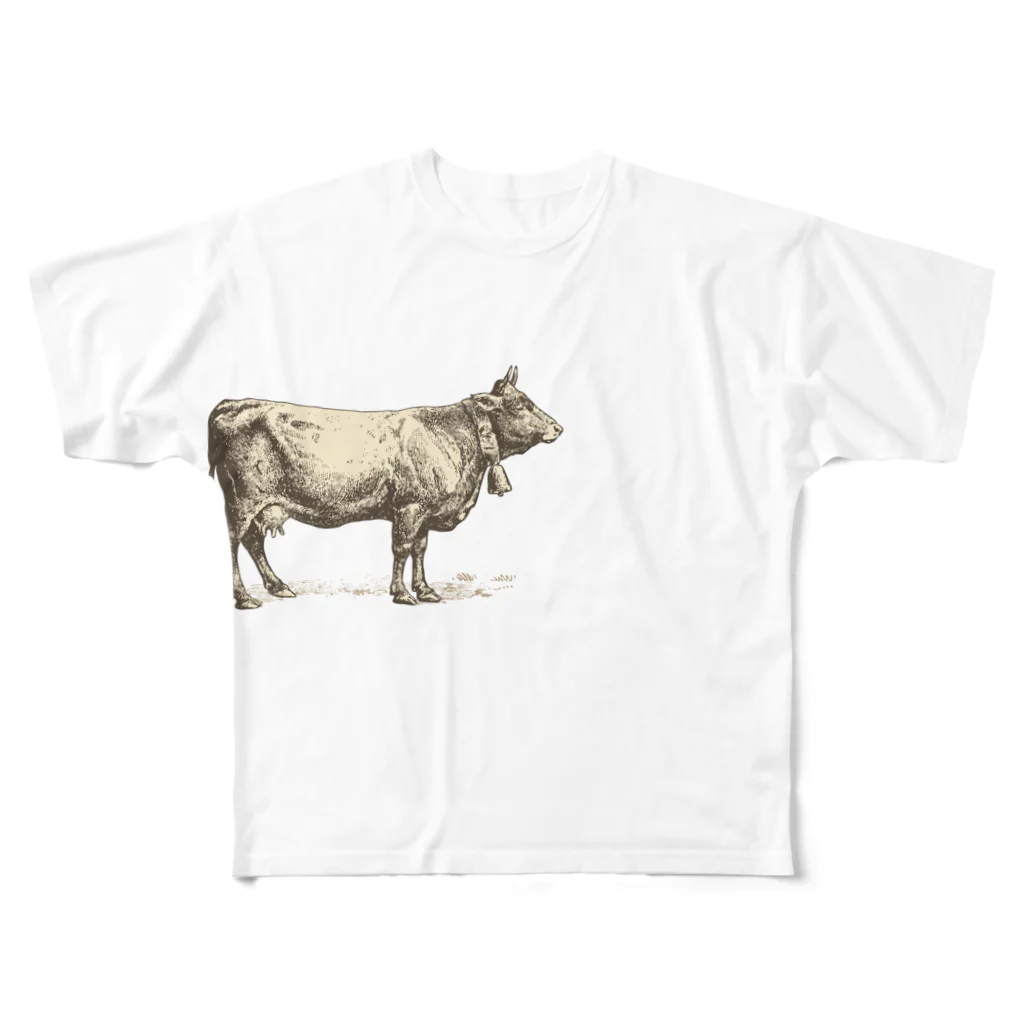 シュールな動物たちののんびり牛さん All-Over Print T-Shirt