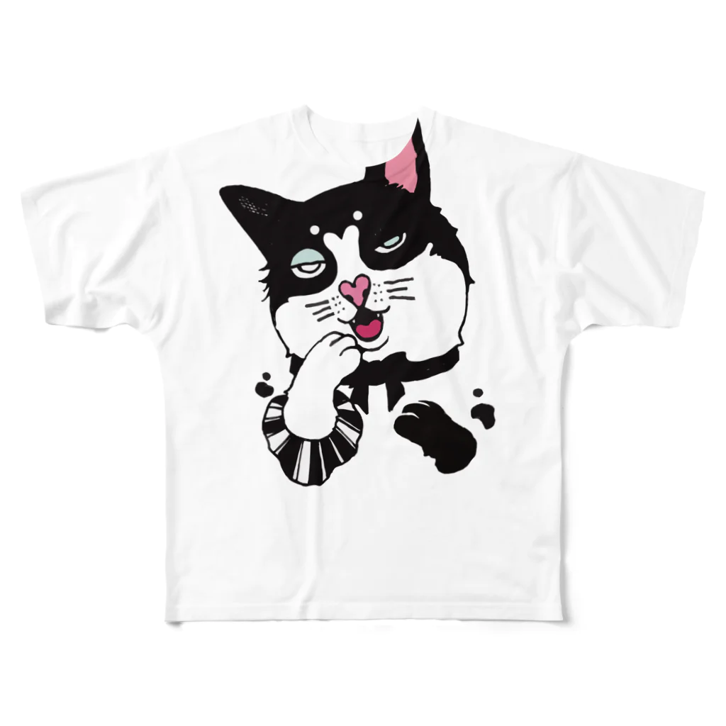 majoccoのおまえ猫じゃねえだろ フルグラフィックTシャツ