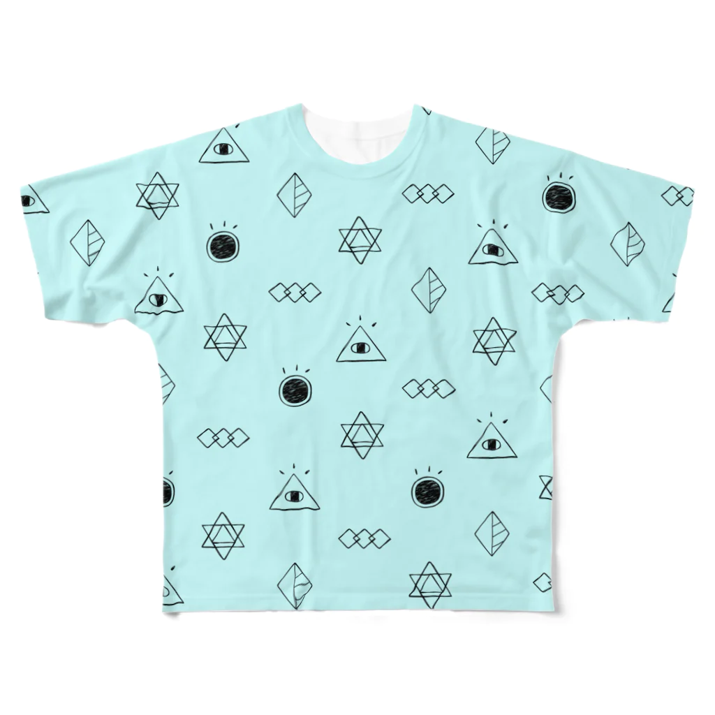 nicospyderのモグモグモグー フルグラフィックTシャツ