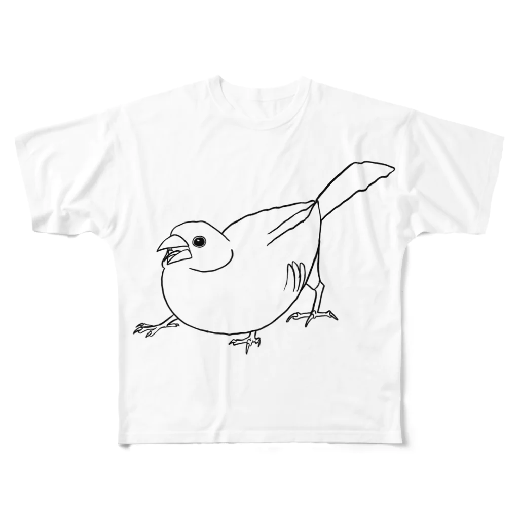 Soramameの文鳥グリフォン フルグラフィックTシャツ
