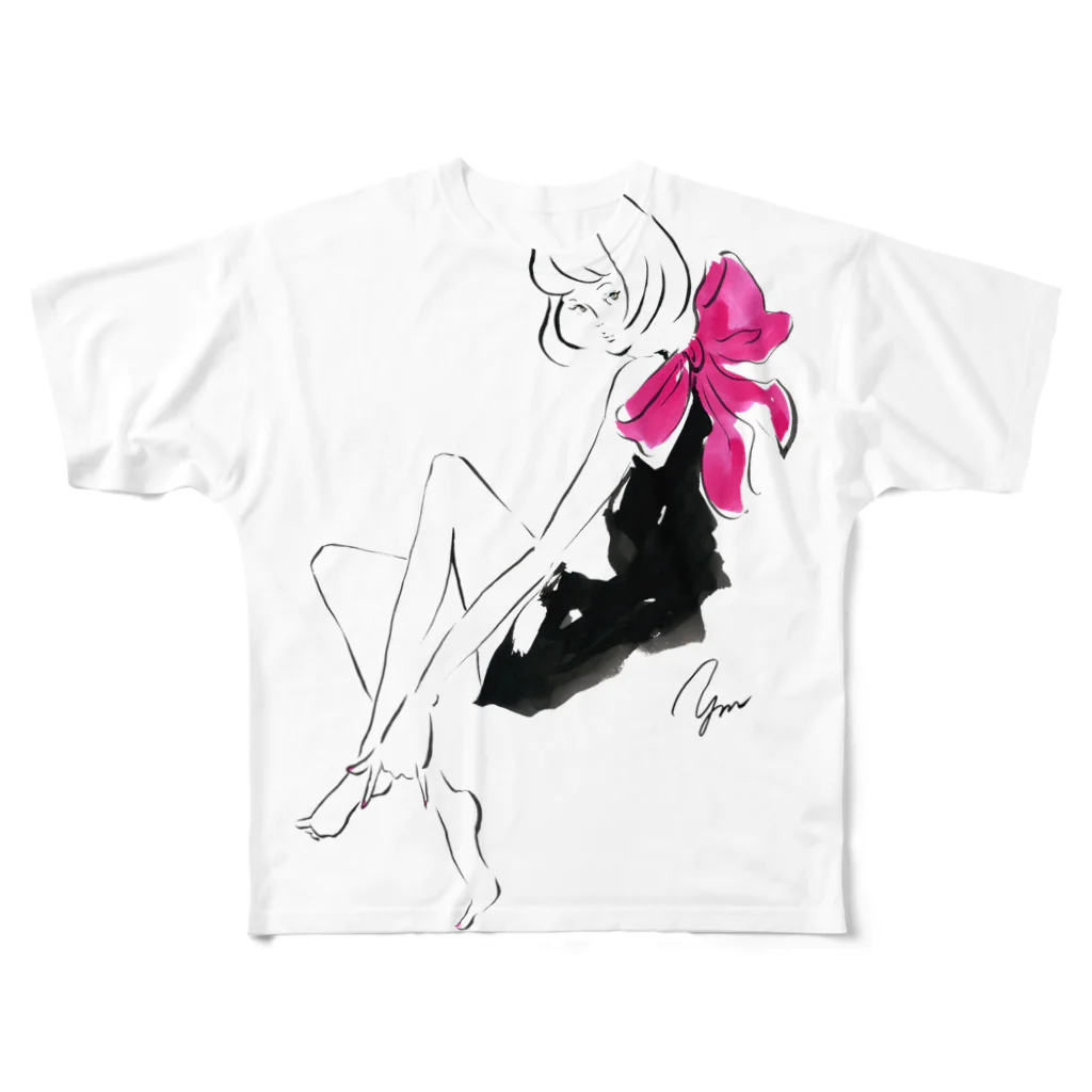 MarikoYamaguchiのROSSO ribbon  フルグラフィックTシャツ