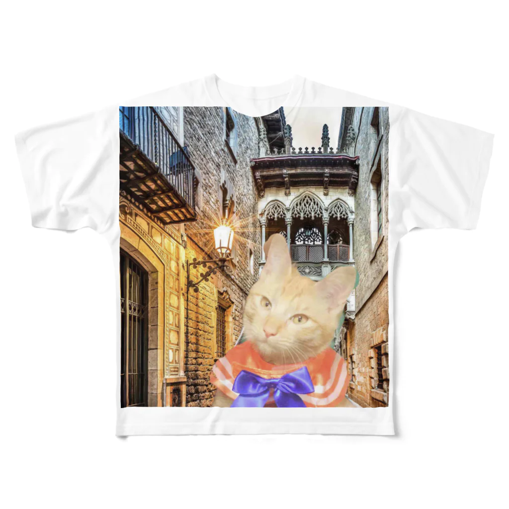 SweetCatMagicのシフォン旅に出る フルグラフィックTシャツ