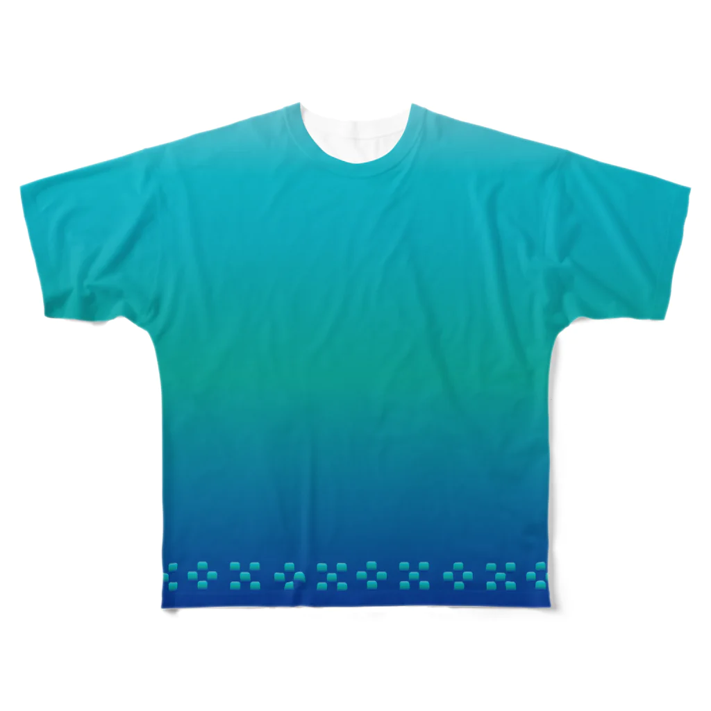 ハロー! オキナワの空と海の青　ミンサー　[Hello!Okinawa] All-Over Print T-Shirt