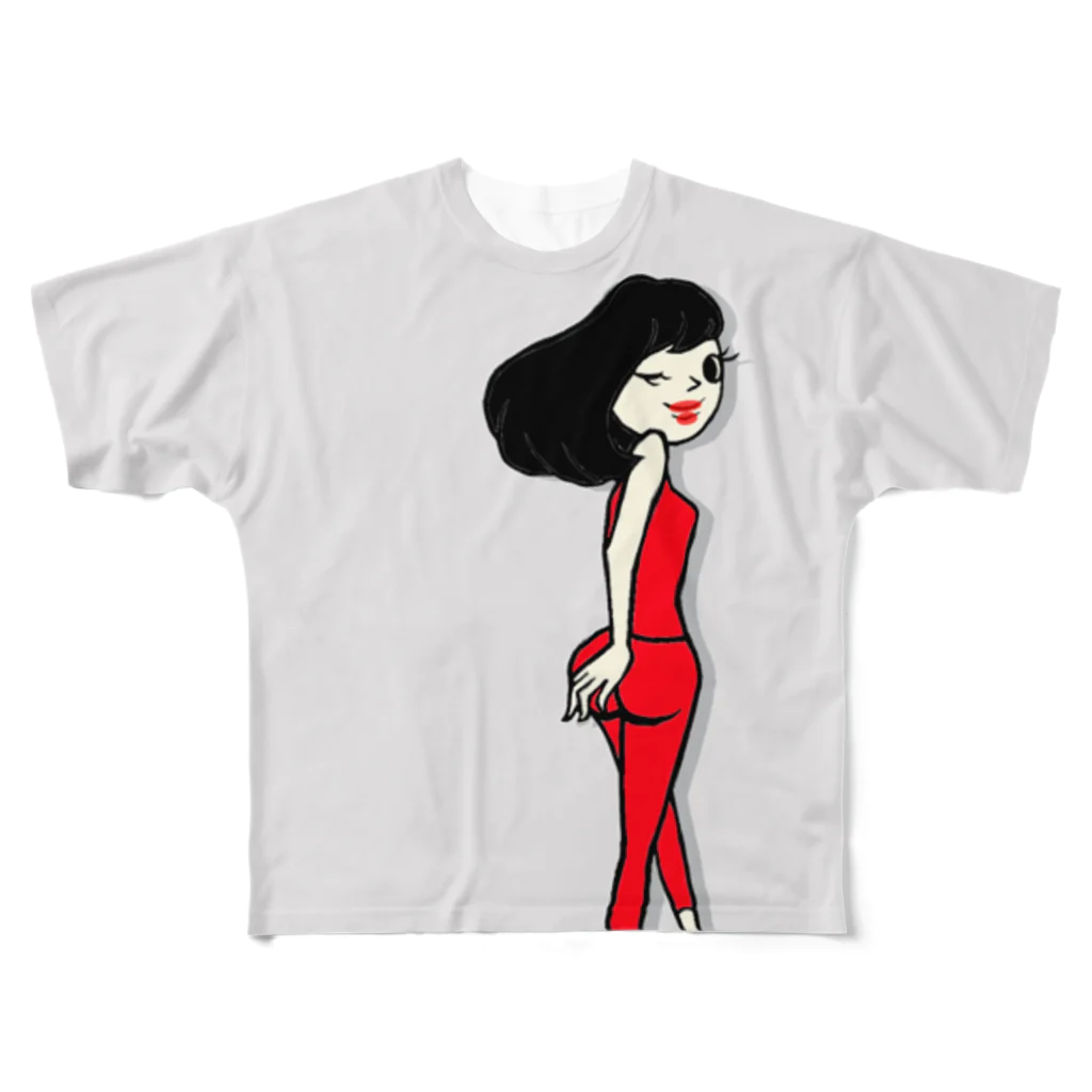 タチマチトリコの YES  YES ビッグチヨミ グレー  フルグラフィックTシャツ All-Over Print T-Shirt