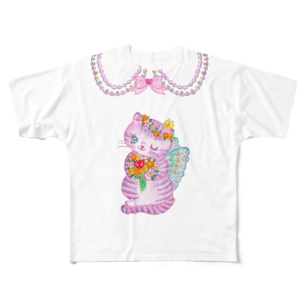 メルティカポエミュウのミュウシュカフェアリー(せなかに天使の羽) All-Over Print T-Shirt